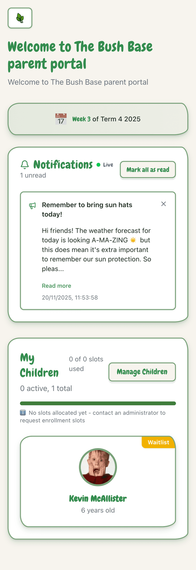 WilderOps Parent Portal - Mobile App Experience